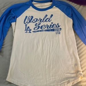 Blue and white La World Series long sleeve tee